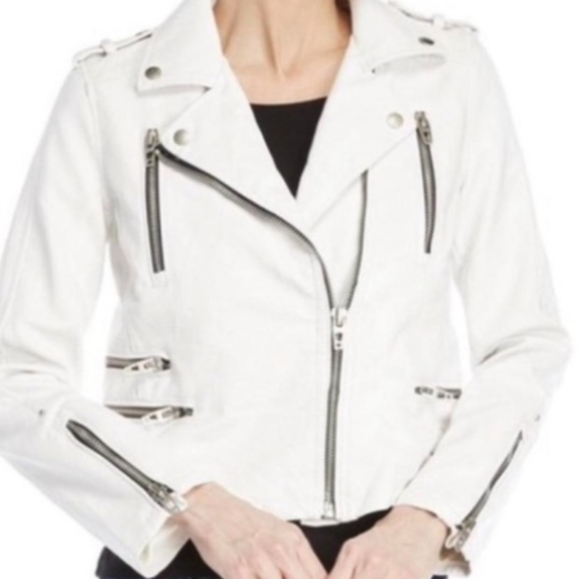 Blank NYC Jackets & Blazers - Blank NYC White Faux Leather Biker Jacket Size M EUC